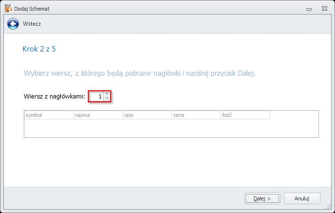 Po przygotowaniu zawartości nagłówka potwierdzamy nasz wybór przyciskiem OK. Następnie Przechodzimy do kroku nr 2. 3.