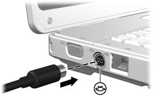 Korzystanie z gniazda wyjściowego S-Video 7-pinowe gniazdo wyjściowe S-Video pozwala na podłączenie do komputera opcjonalnego urządzenia z gniazdem S-Video, np.