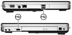 6 Urządzenia zewnętrzne Korzystanie z urządzenia USB Uniwersalna magistrala szeregowa (USB) jest interfejsem sprzętowym umożliwiającym podłączanie do komputera opcjonalnych urządzeń zewnętrznych USB,