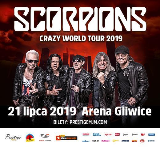 WYDARZENIA ARENY GŁÓWNEJ 21 LIP SCORPIONS KONCERT W RAMACH TRASY CRAZY WORLD TOUR 2019 Scorpions to kolejna sława na gliwickiej arenie. Zespół, który istnieje na rynku już prawie 55 lat!