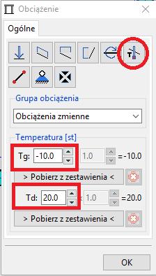 Ikona "Odwróć spód pręta" Następnie należy wprowadzić wartości temperatury z zadania.