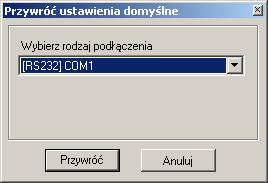 przy nieznajomości kodu dostępu) można dokonać operacji powrotu do ustawień domyślnych. W tym celu należy wybrać tą funkcję.