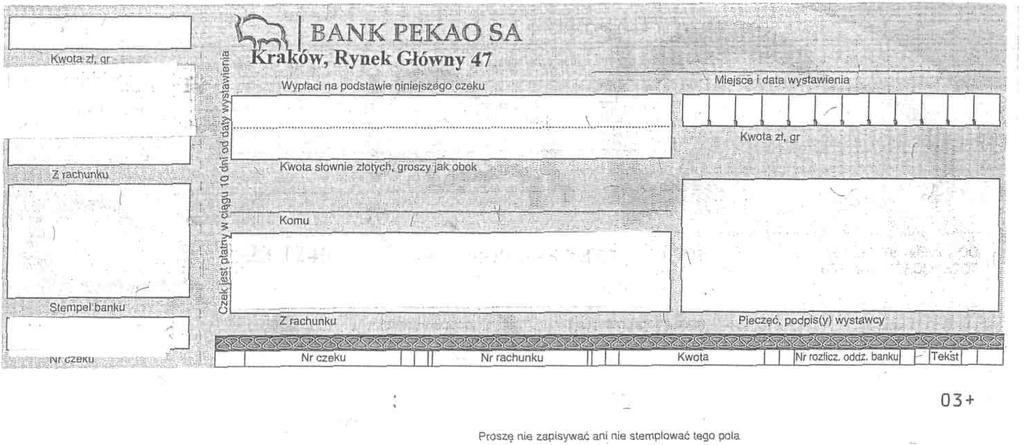 Załącznik Nr 12 do Instrukcji Kasowej w