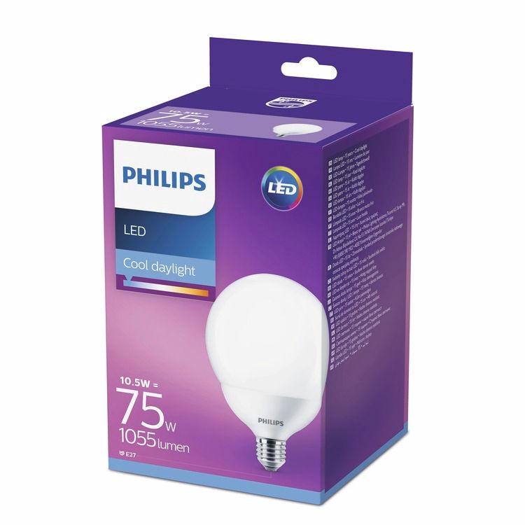 PHILIPS LED Kula 10,5 W (75 W) E27 Zimne światło dzienne Bez możliwości przyciemniania Światło komfortowe dla Twoich oczu Słaba jakość oświetlenia może prowadzić do