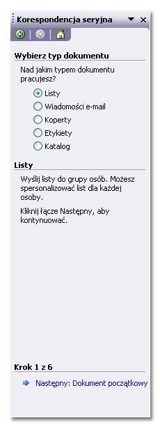 Połączenie - scalenie - dokumentu głównego ze źródłem danych. Tworzenie korespondencji seryjnej w wersji Worda 2003. 1.