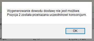 dowodu dostawy z przekazanych pozycji.