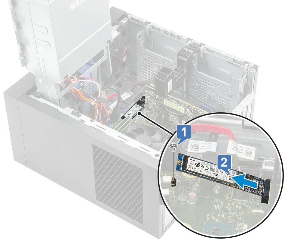 Instalowanie karty SSD PCIe UWAGA: Poniższe instrukcje dotyczą również instalowania karty M.2 SATA SSD.