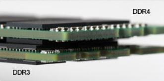 Rysunek 2. Różnica grubości Zakrzywiona krawędź Moduły DDR4 mają zakrzywioną krawędź, która ułatwia ich wsuwanie i zmniejsza obciążenie płytki drukowanej podczas instalacji pamięci. Rysunek 3.