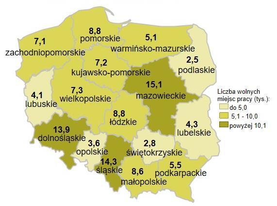 zarejestrowanych bezrobotnych 118,8 - liczba zgłoszonych wolnych miejsc pracy i miejsc