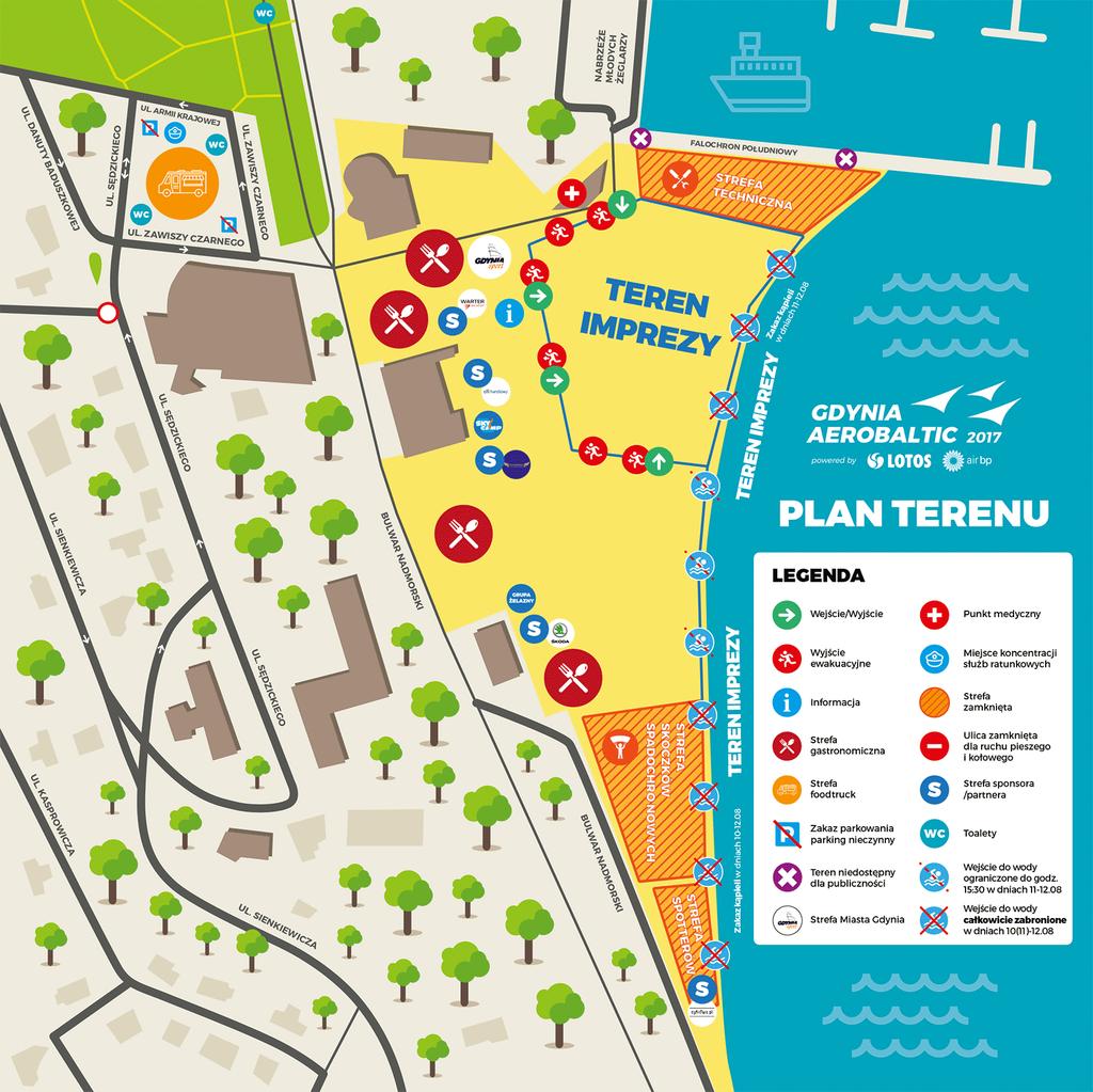 W dniach 10-13.08 parking przy ul. Zawiszy Czarnego będzie wyłączony z użytku. W dniach 11-12.08 droga rowerowa wiodąca od ul. Piłsudskiego wzdłuż Bulwaru Nadmorskiego do ul.