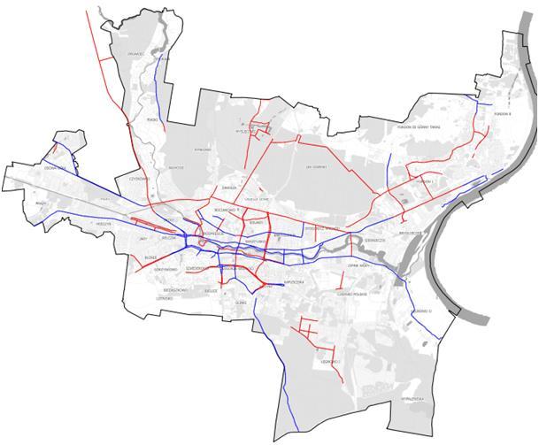 Dziennik Urzędowy Województwa Kujawsko-Pomorskiego 13 Poz. 3397 Rysunek 4: Lokalizacja istniejących (kolor czerwony) i projektowanych dróg rowerowych (kolor niebieski) [51] 1.2.3. SIEĆ TRAMWAJOWA Komunikacja tramwajowa jest jednym z ważniejszych elementów transportu publicznego w Bydgoszczy.