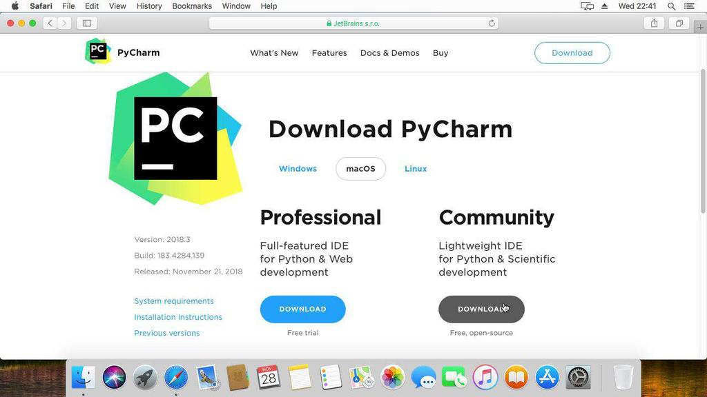 PyCharm 1. Uruchom przeglądarkę internetową 2. Przejdź na stronę www.jetbrains.