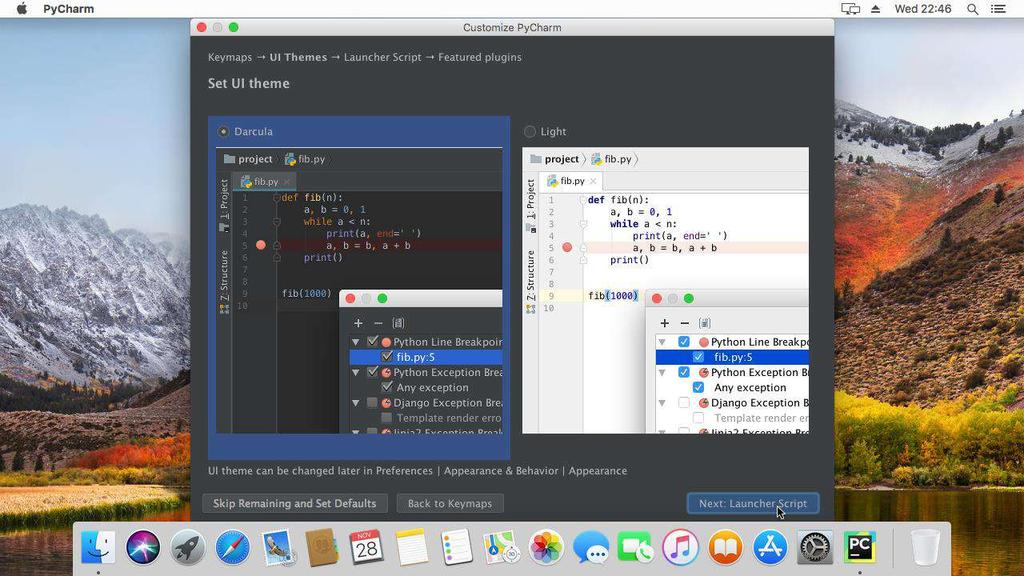 PyCharm Wybierz kolorystykę