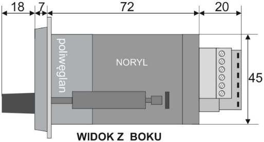 Rozdzielczość mierzonej temperatury programowalna, 0,1 C lub 1 C Dokładność odmierzania czasu <2 % Wejście binarne (stykowe lub napięciowe <24 V) Interfejsy komunikacyjne Wyjścia dwustanowe