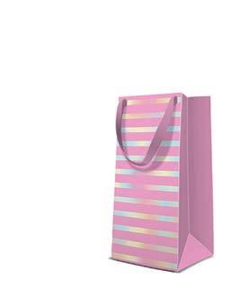 GIFT BAGS / TORBY PREZENTOWE REFLEX STRIPES pink REFLEX STRIPES pink hologram narrow