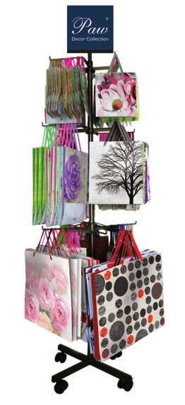 EXPOSITION STANDS / STOJAKI EKSPOZYCYJNE 60 cm UMM106110 Hanger - Bags Mix Wieszak - Torby Mix (H) 85 cm 60 pcs of gift bags bottle 60 szt.