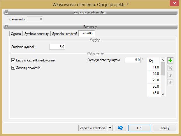 Kształtki Rys. 86. Zestawy kształtek dla przejścia STAL-DN32/PE-DN50 7.2. Kształtki instalacyjne okno Opcje projektu Rys. 87.