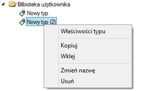 Opis elementów programu Właściwości typu po wciśnięciu tej ikony użytkownik będzie miał dostęp do właściwości