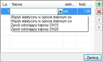 Okno właściwości elementu Bateria czerpalna Grupa kontrolek Wygląd Baterie czerpalne, ze względu na swoją budowę, mają dodatkową