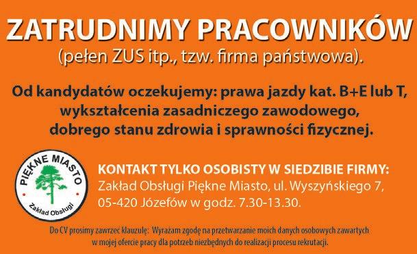 38 praca ogłoszenia przyjmujemy do czwartku, 21 marca, do godz.