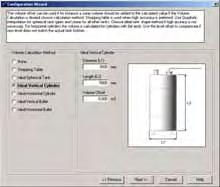 8. Jeśli objętość powinna zostać obliczona, należy wybrać wstępnie określoną metodę obliczania objętości Volume Calculation Method (Metoda obliczania objętości) na podstawie kształtu zbiornika