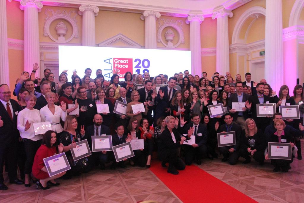 Gala Great Place to Work 27 kwietnia 2018 r. Podczas gali zostały wręczone dodatkowe 22 wyróżnienia w postaci tytułu Rzecznika Standardu Etyki.
