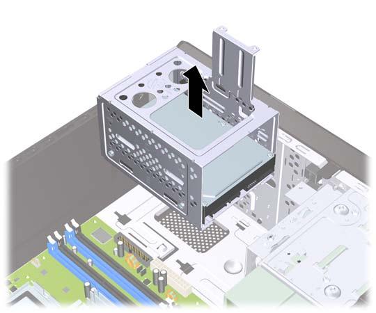 8. Wyjmij klatkę dysku twardego z obudowy. Rysunek 2-27 Wyjmowanie klatki dysków twardych 9.