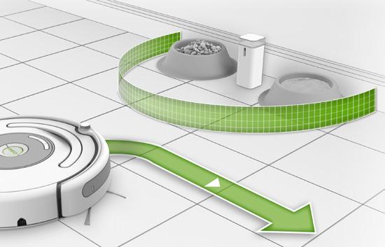 Akcesoria Wirtualna ściana Dual Mode (opcjonalne akcesorium do wszystkich modeli) Wirtualna ściana Dual Mode (dwufunkcyjna wirtualna ściana) utrzymuje robota Roomba na obszarze, który ma być