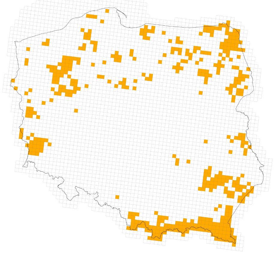 Region kontynentalny: 310-420 osobników Region alpejski: 180-220 osobników Razem: