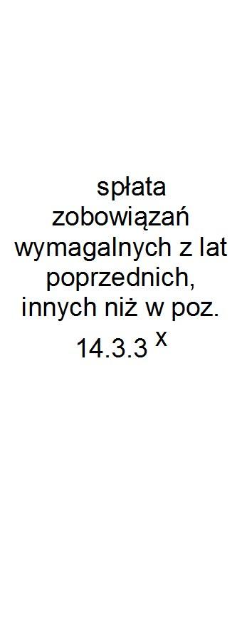 Dane uzupełniające o długu i jego spłacie Wyszczególnienie Lp 14.1 14.2 14.3 14.