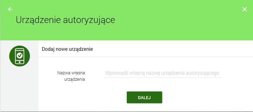 Otworzy się okno oczekujące na wpisanie kodu