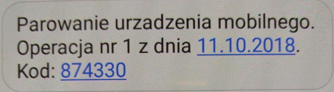 Przykład: powiadomienia SMS Po wpisaniu kodu i