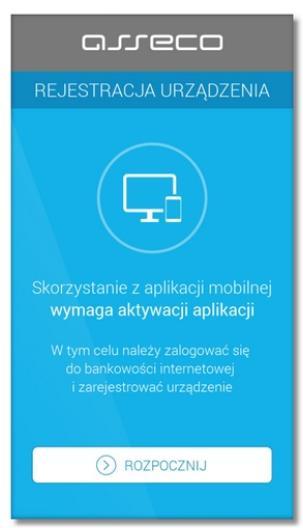 uruchomieniu aplikacji mtoken Asseco MAA na urządzeniu mobilnym