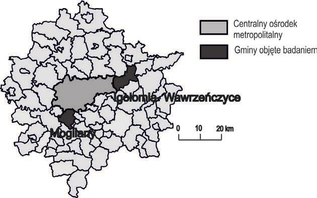 Poczucie tożsamości mieszkańców gmin podmiejskich Krakowa [277] Obszar badań i charakterystyka respondentów Charakterystyczne dla strefy podmiejskiej przeobrażenia zaobserwować można w Krakowskim