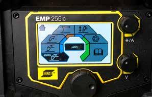 WYŚWIETLACZ TFT, INTERFEJS UŻYTKOWNIKA Wszystkie warianty wielofunkcyjnych urządzeń ESAB (EMP) są wyposażone w kolorowy wyświetlacz TFT o przekątnej 4,3 cala.