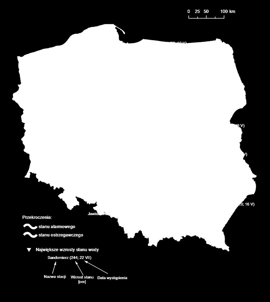 4. Przekroczenia stanów ostrzegawczych i alarmowych oraz najwyższe dobowe wzrosty