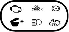 Kontrolka oleju Kontrolka EFi wtrysk paliwa Kontrolka bagażnika ( schowka ) Kontrolka hamulca postojowego Kontrolka bocznej stopki Kontrolka świateł długich Kontrolka EFi wtrysku paliwa: Wyświetla