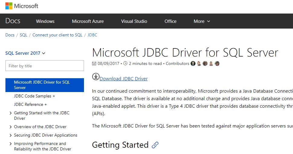 Pobranie sterownika JDBC dla Microsoft SQL Server