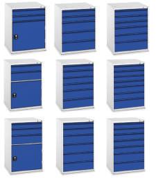 Stół warsztatowy wzmocniony, spawany korpus - nośność 1 tona lakierowanie proszkowe, korpus w kolorze jasnoszarym RAL 7035, fronty szuflad i drzwi w kolorze niebieskim RAL 5010 nośność każdej
