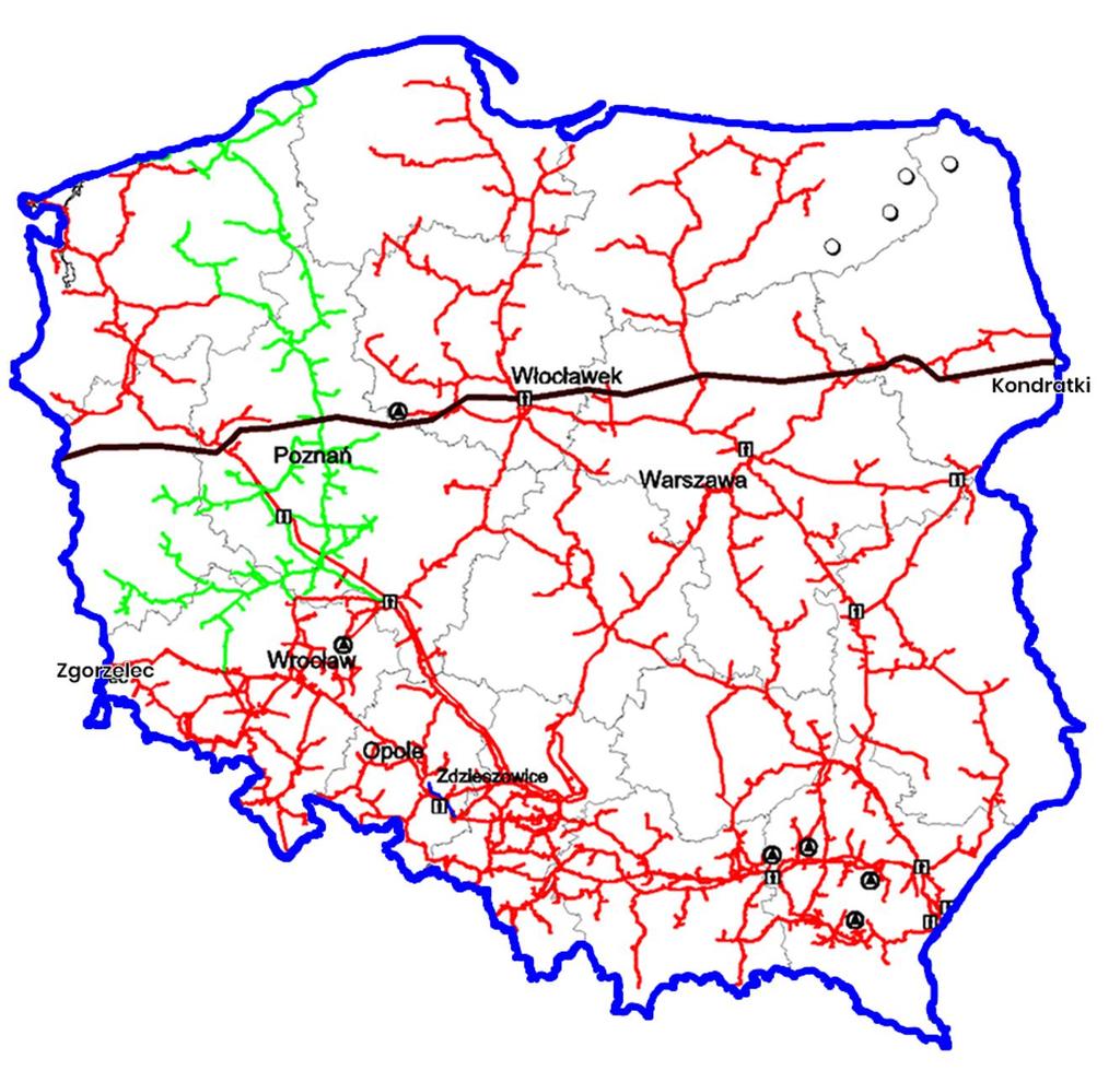 2004 Długość sieci: 17 396 km - gaz.