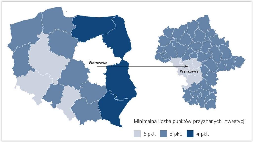 KRYTERIA JAKOŚCIOWE Projekt inwestycyjny musi otrzymać odpowiednią liczbę punktów: na obszarze zarządzanym przez W-M SSE SA leżącym w granicach województwa warmińsko-mazurskiego co najmniej 4 punkty