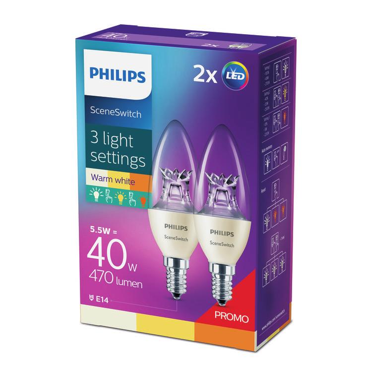 PHILIPS LED Świeczka 5,5 W 4 W 2 W (35 W 17 W 5 W) E14 Ciepłe/bardzo ciepłe/ ultra ciepłe