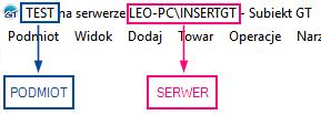 5.2.1 Baza danych MS SQL W celu połączenia się z bazą danych Subiekta GT (MS SQL) należy uzupełnić pola: Serwer nazwa serwera SQL i instancji (np. LEO-PC\INSERTGT ).