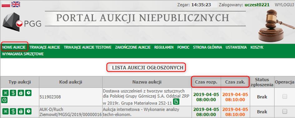 Kolejnym krokiem jest przejście na zakładkę Nowe aukcje -> Wszystkie aukcje, gdzie pokazane