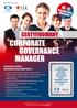 CORPORATE GOVERNANCE MANAGER