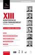 XIII. lean management. produkcja i usługi. 11 13 CZeRwCA 2013, wrocław. Liderzy doskonalenia biznesu. nowość. 6 ZAGRAnICZnYCH GośCI specjalnych