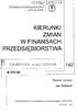 KIERUNKI ZMIAN W FINANSACH PRZEDSIĘBIORSTWA