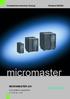 Kompaktowa Instrukcja Obsługi Wydanie 09/2004. micromaster MICROMASTER 420. Przekształtniki częstotliwości 0,12 kw do 11 kw