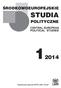 ŒRODKOWOEUROPEJSKIE STUDIA POLITYCZNE CENTRAL EUROPEAN POLITICAL STUDIES. Wydawnictwo Naukowe WNPiD UAM, Poznañ