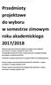 Przedmioty projektowe do wyboru w semestrze zimowym roku akademickiego 2017/2018